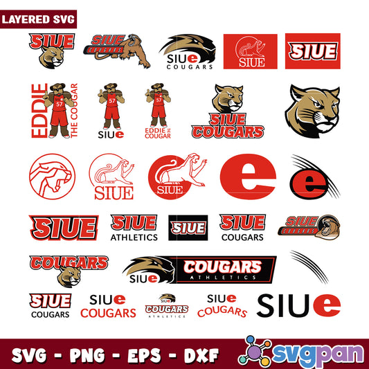 SIUE Cougars Sports Logo Bundle SVG Files Download