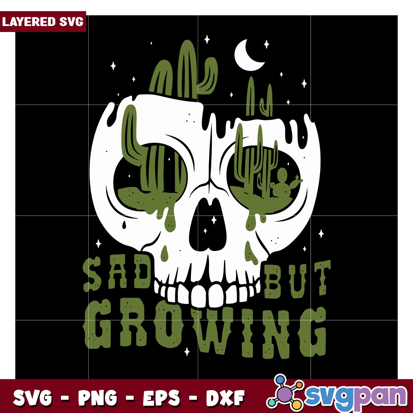 Sad But Growing Skull Art, Perfect for Halloween Decorations SVG