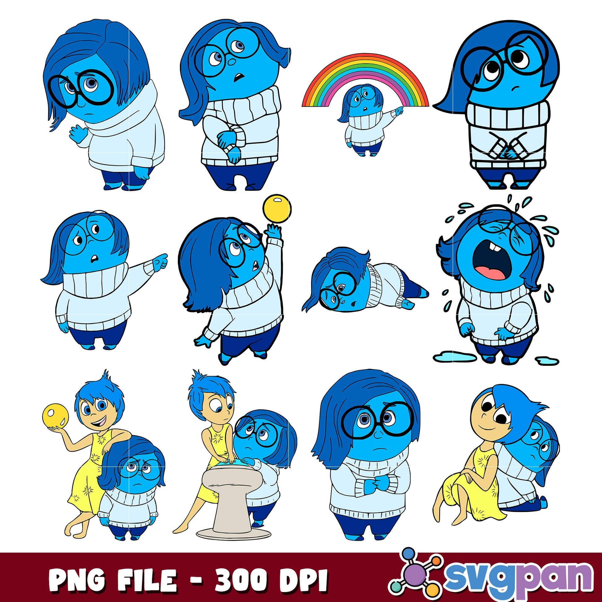 Sadness PNG Bundle - Inside Out Characters