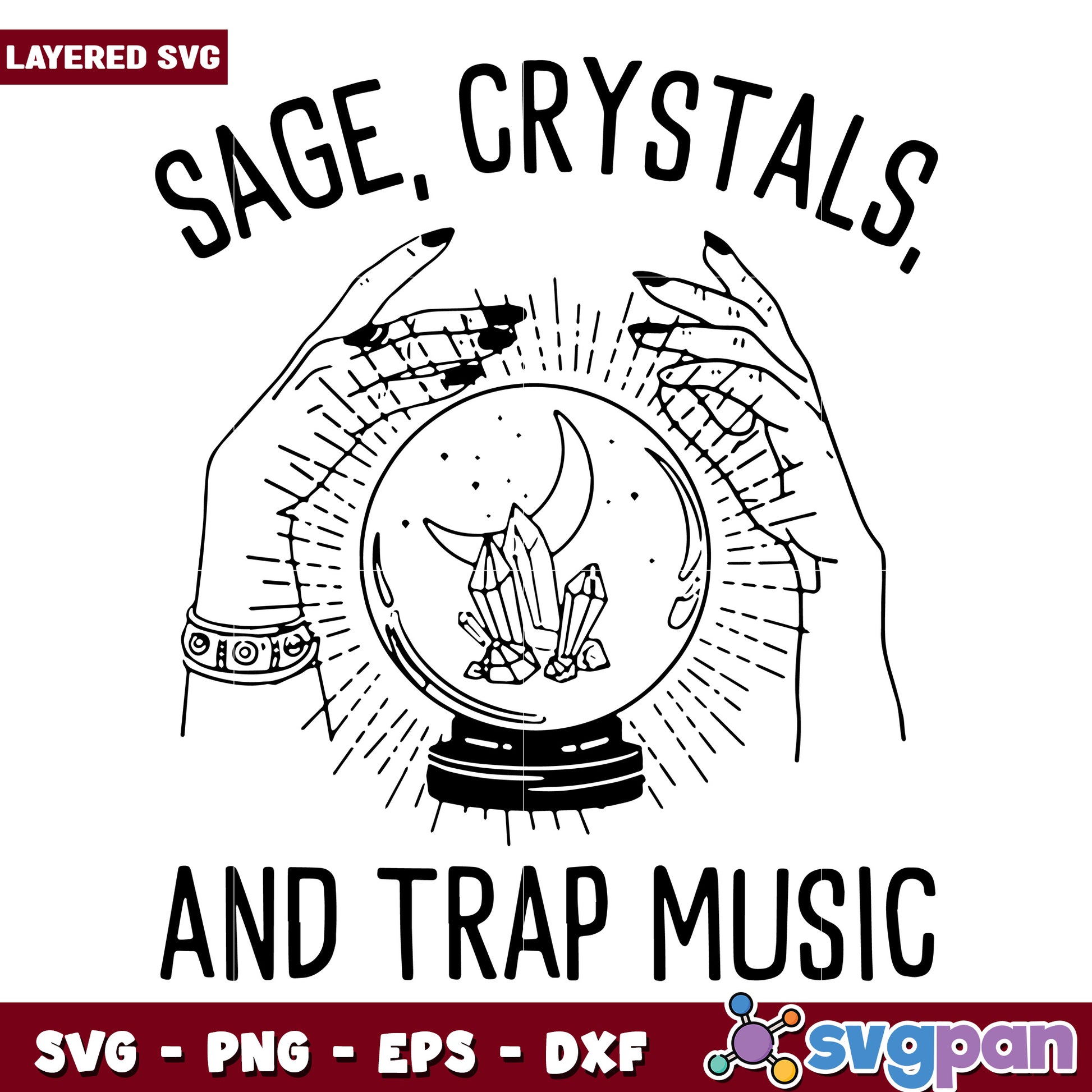 Sage crystal and trap music svg, halloween vacation svg, halloween holiday svg