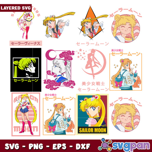 Sailor Moon SVG Bundle Layered Designs