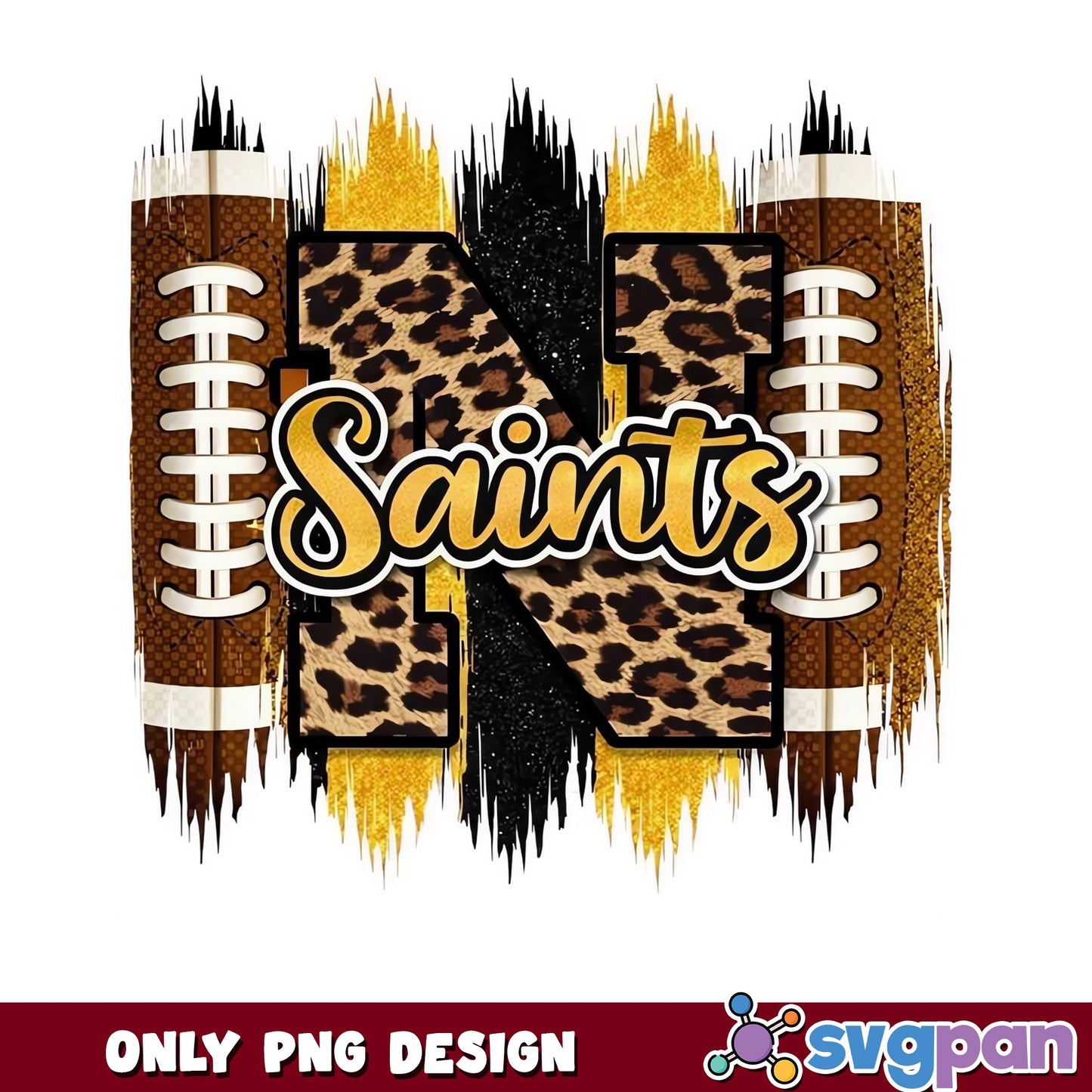 Saints Football Leopard PNG, Football Mom PNG, Game Day PNG