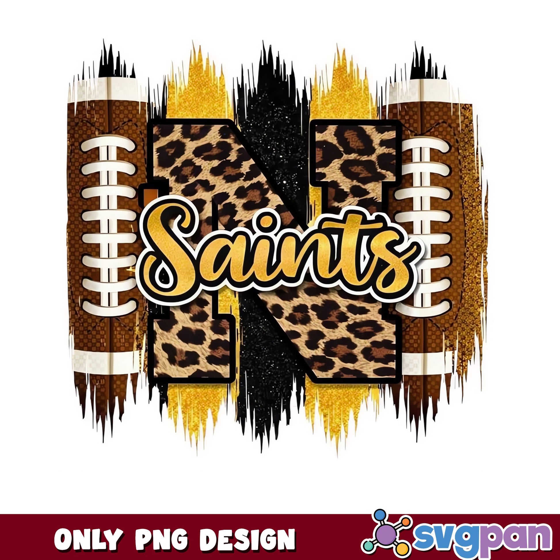 Saints Football Leopard PNG, Football Mom PNG, Game Day PNG