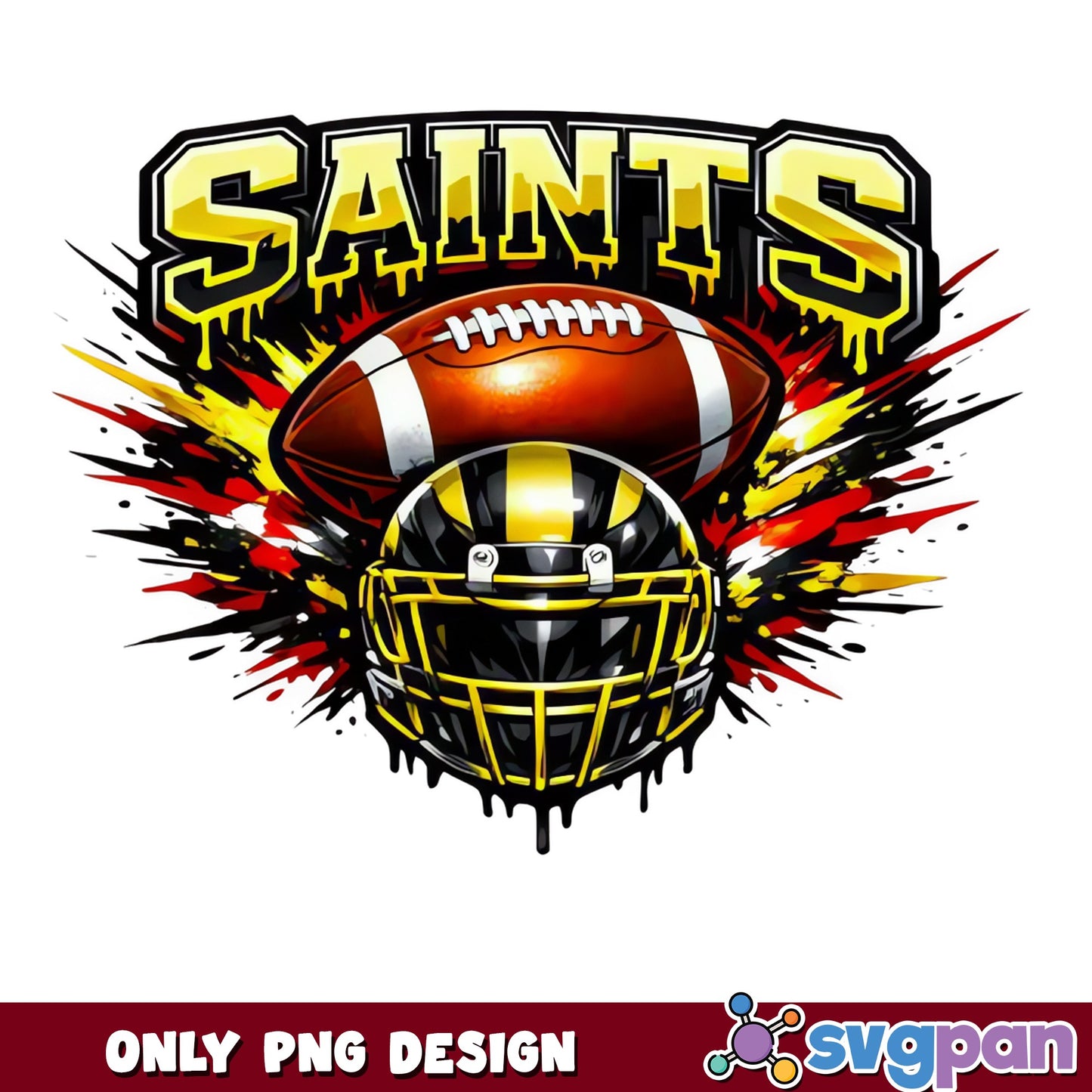 Saints Football PNG, Football Helmet Sublimation PNG, NFL PNG
