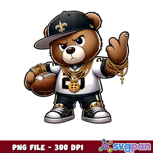 Saints thug life bear png, nfl jerseys​ png, american rugby png