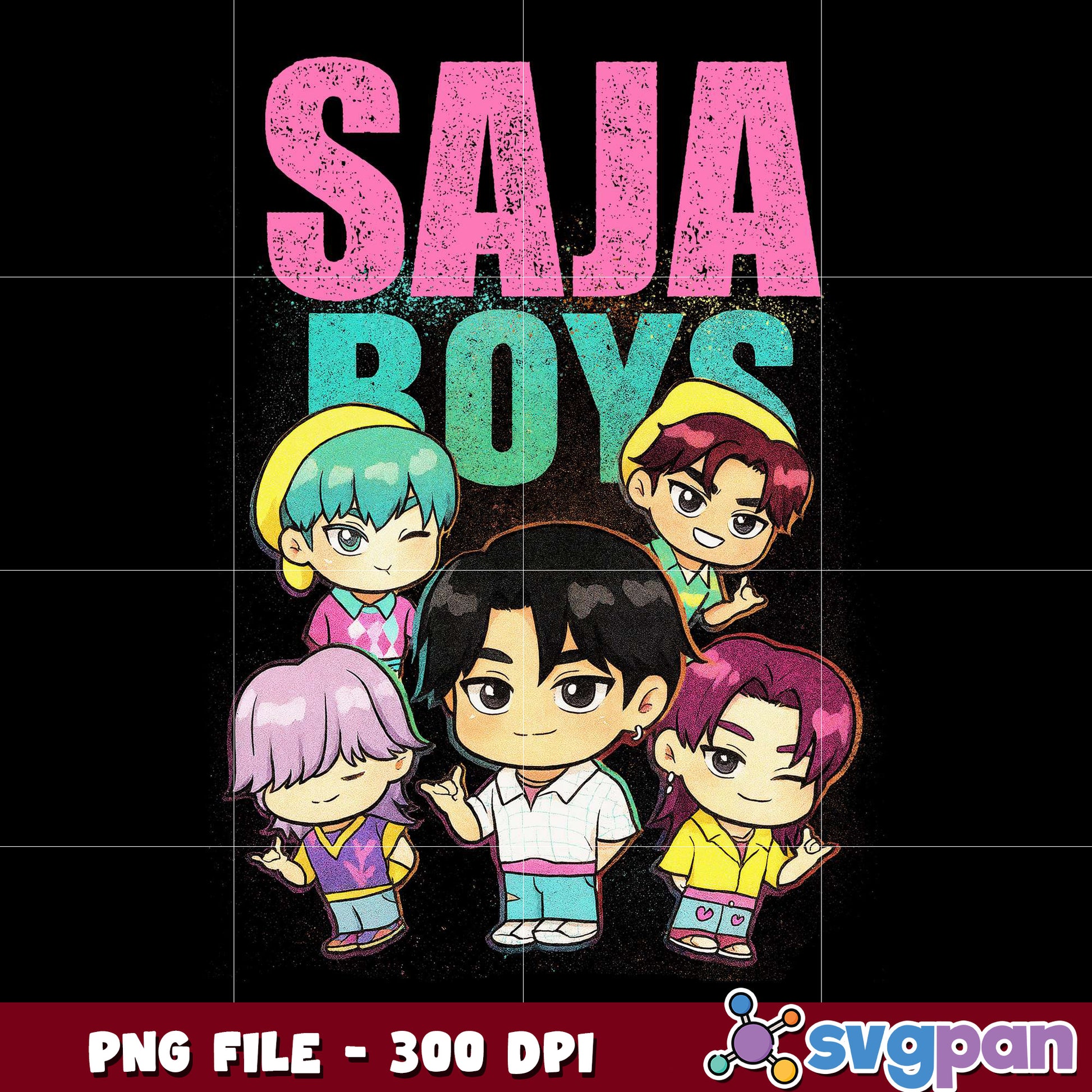 Saja boys chibi png, kpop demon hunter png, netflix cartoon png