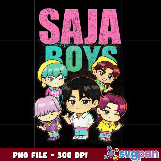 Saja boys chibi png, kpop demon hunter png, netflix cartoon png