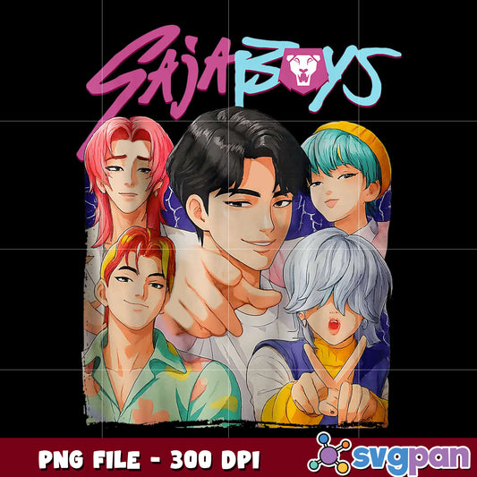 Saja boys clipart png, kpop art png, cartoon characters png