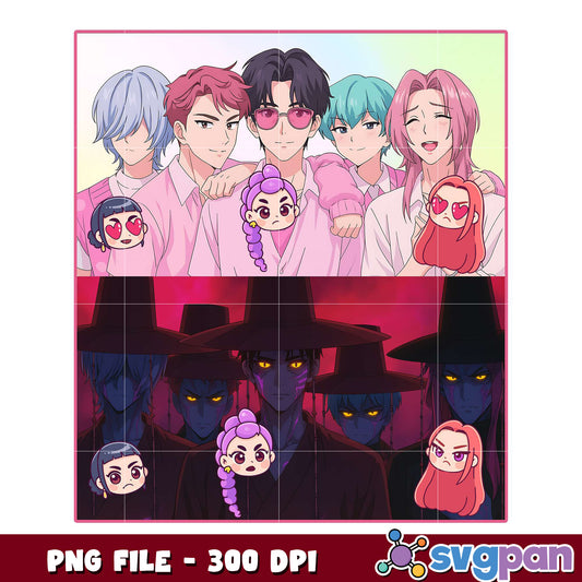 Saja boys girl dinner demon png, spooky kpop png, dark snack png