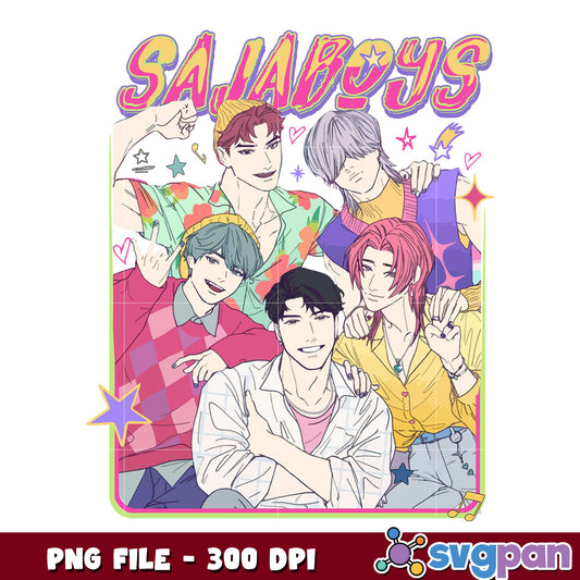 Saja boys kpop design png, korean idol png, chibi anime png