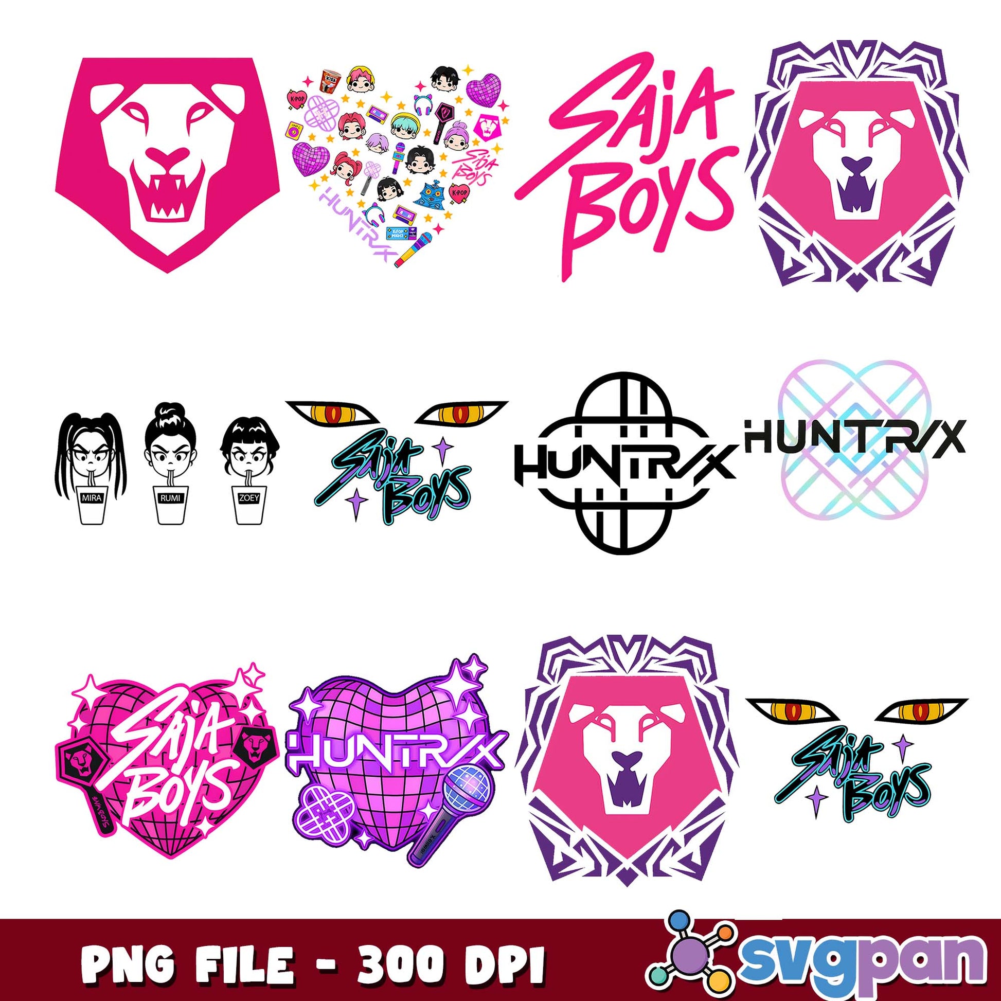 Saja boys x huntrix logo png bundle