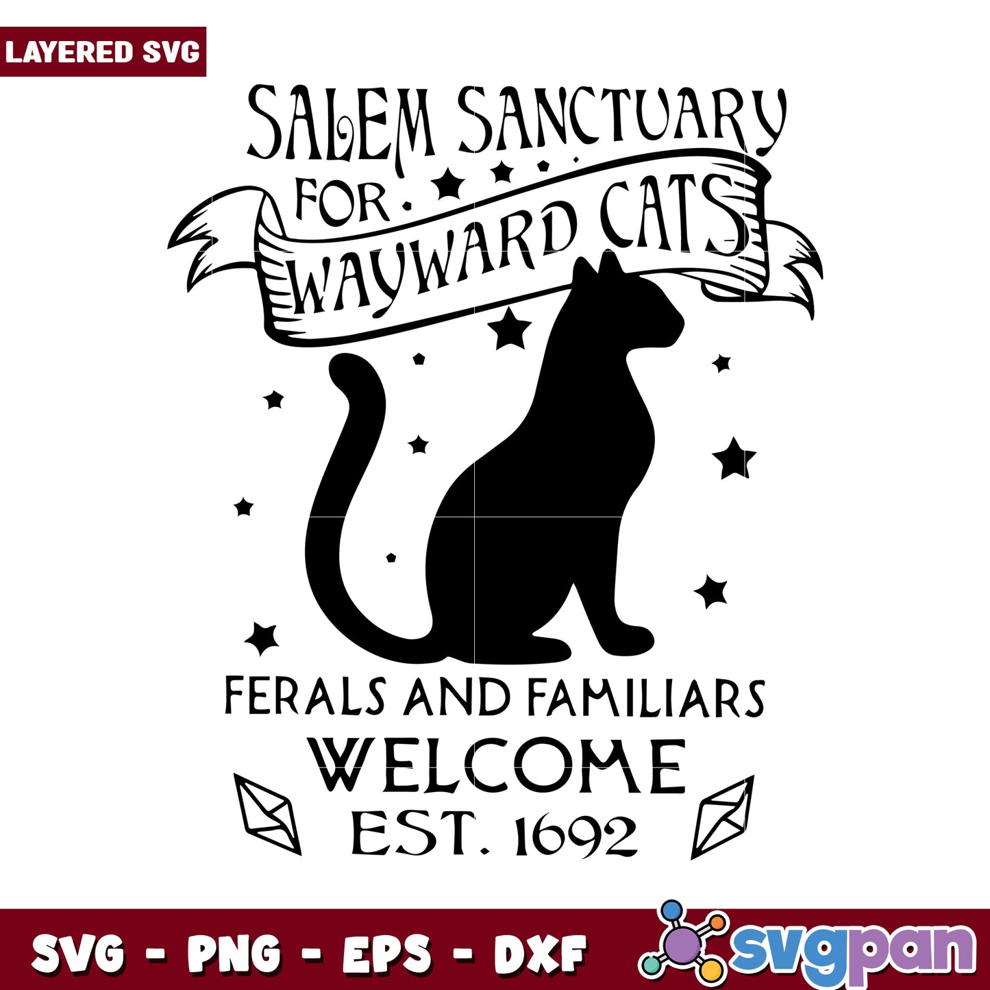 Salem Sanctuary for Wayward Cats SVG, perfect for cat lovers and crafters