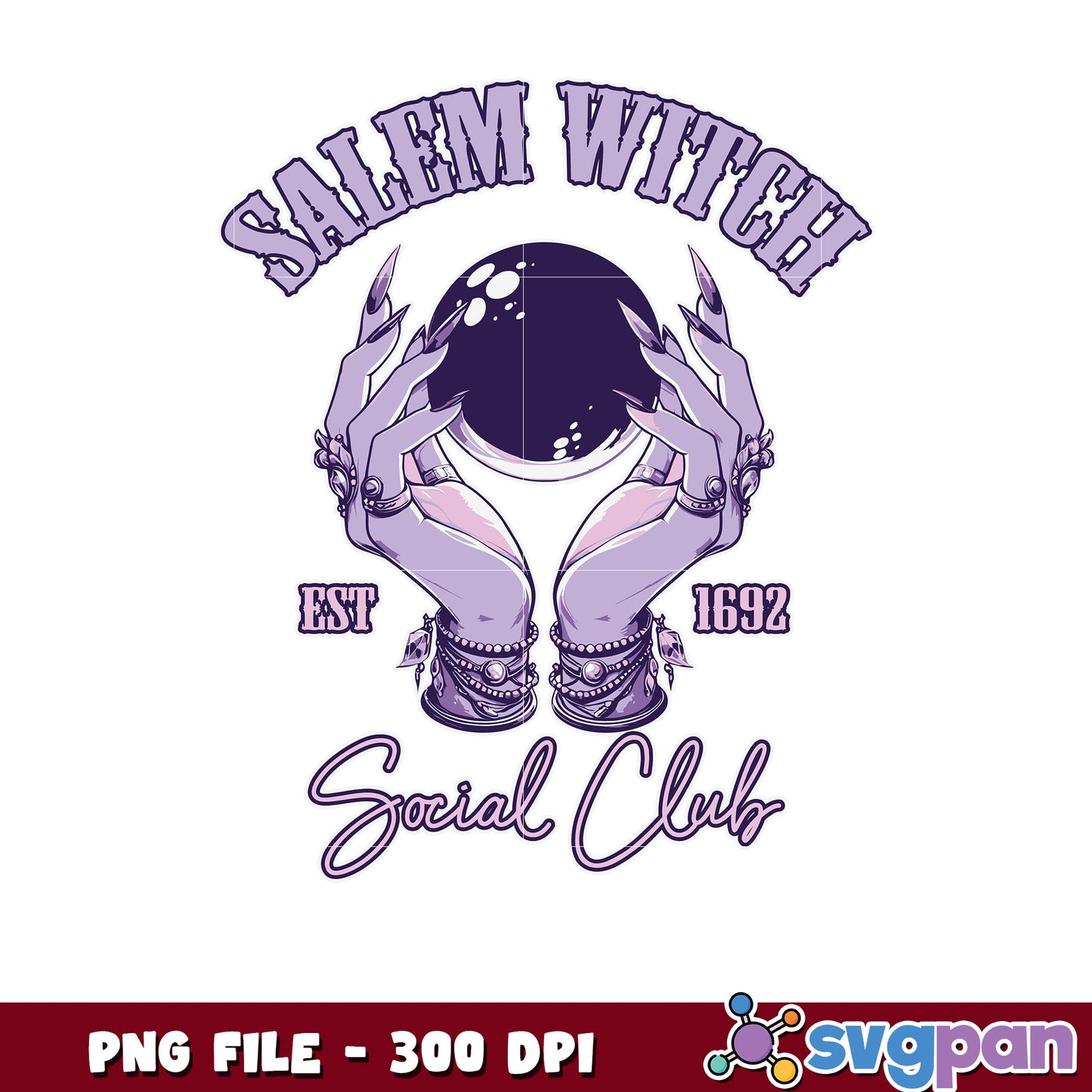 Salem witch social club png, scary characters png, halloween holiday png
