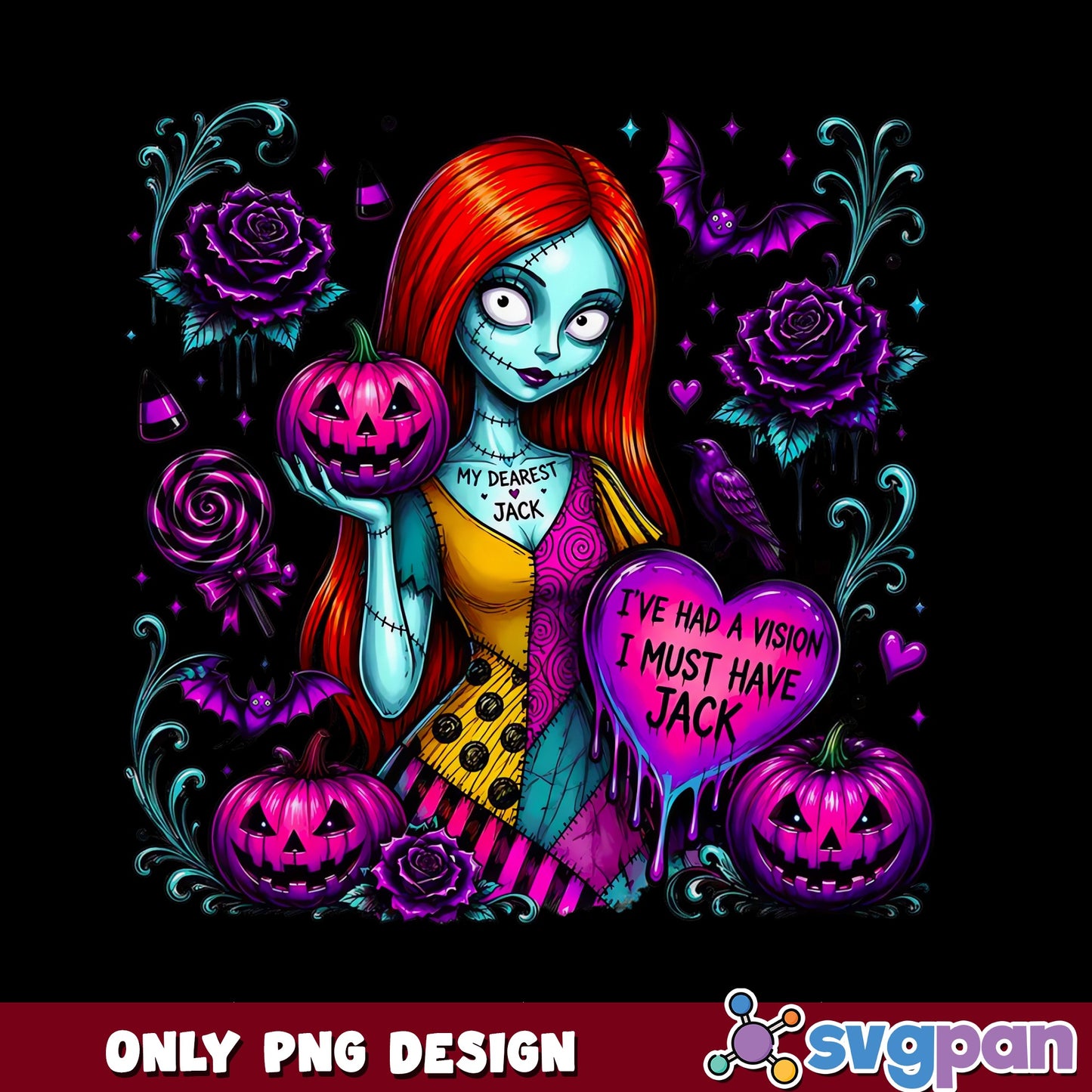 Sally Nightmare Before Christmas PNG, Halloween PNG, Pumpkin PNG