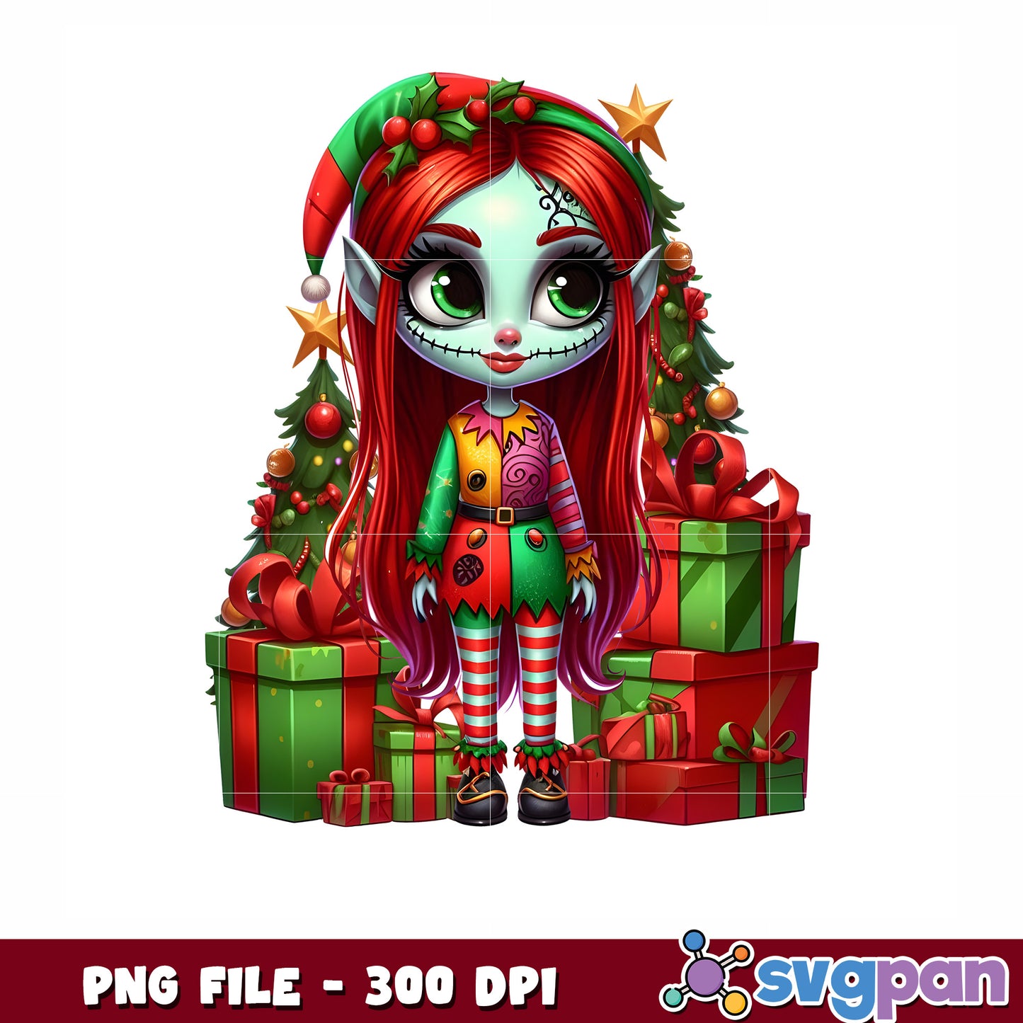Sally cute design png, christmas characters png, nightmare png