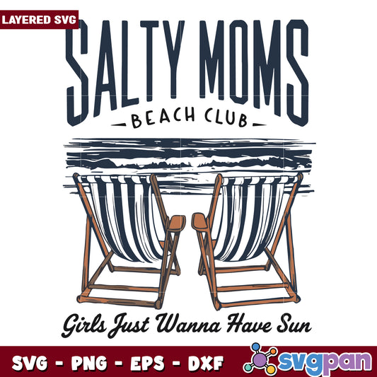 Salty moms beach club svg, salty mom svg, summer season svg