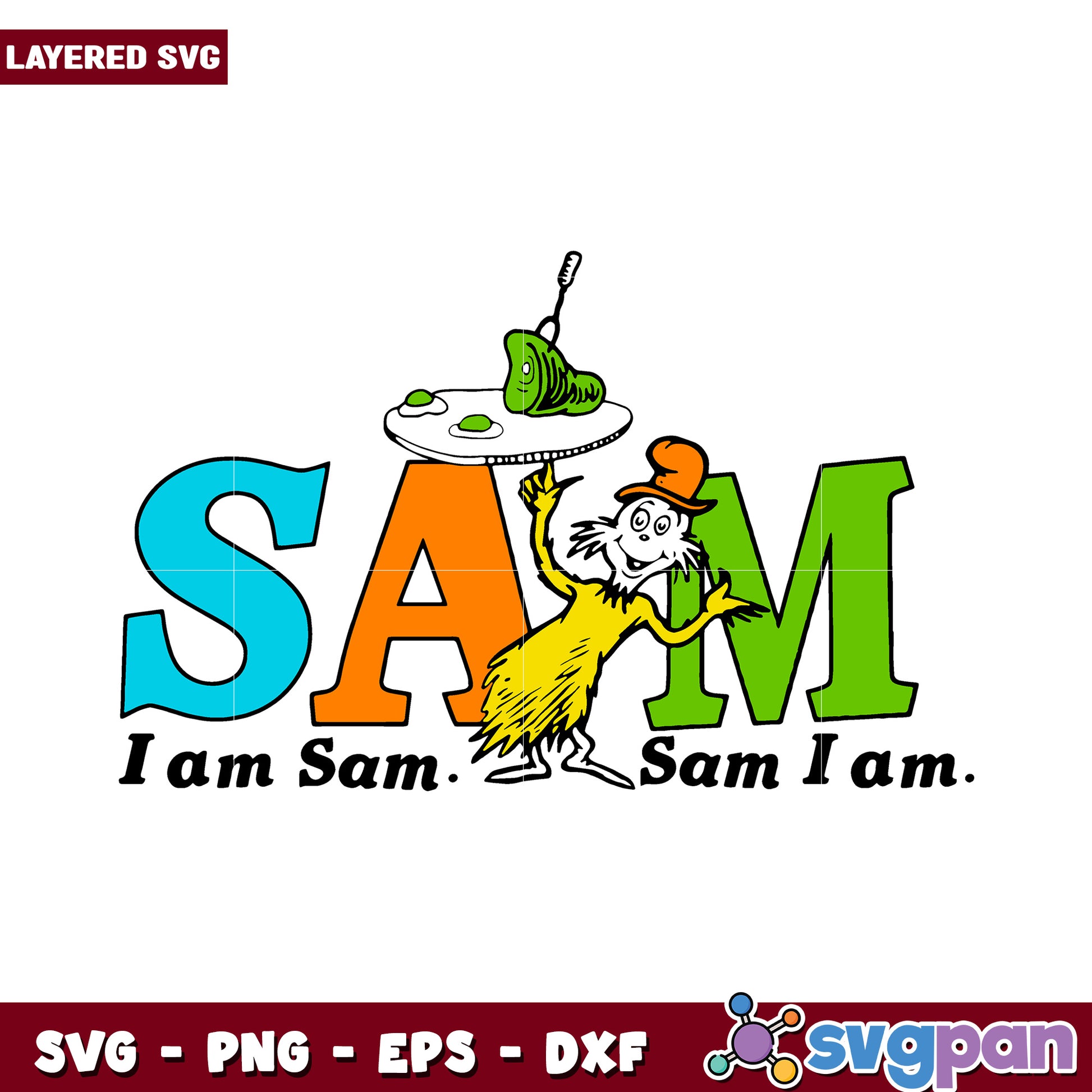 Sam I Am SVG Design, perfect for kids and Dr. Seuss fans