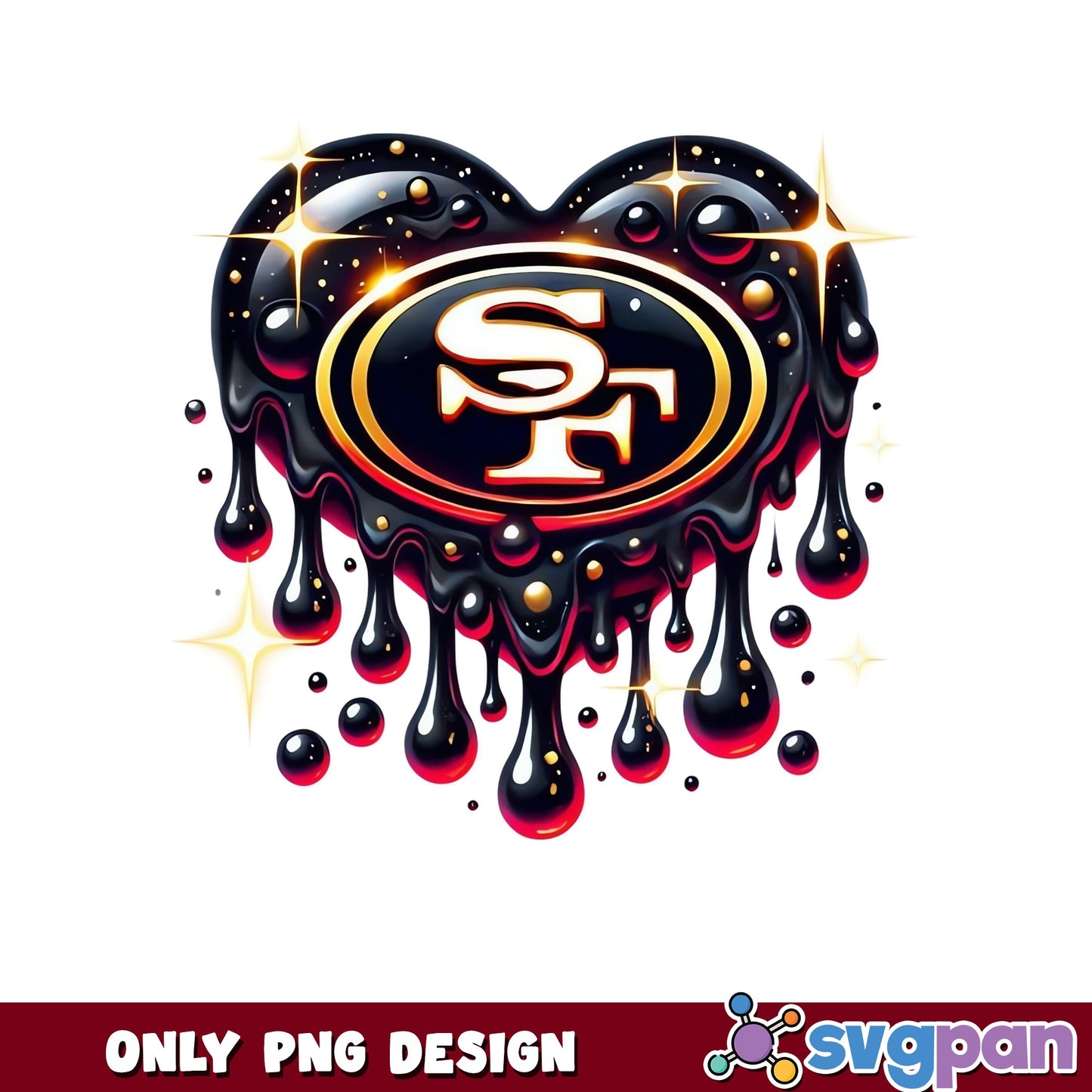 San Francisco 49ers Dripping Heart PNG, 49ers NFL PNG, Football PNG