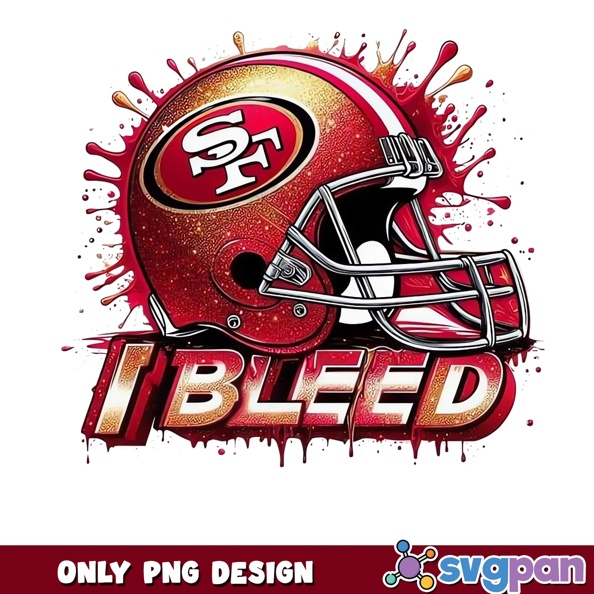 San Francisco 49ers I Bleed PNG, 49ers Football Helmet PNG, NFL PNG