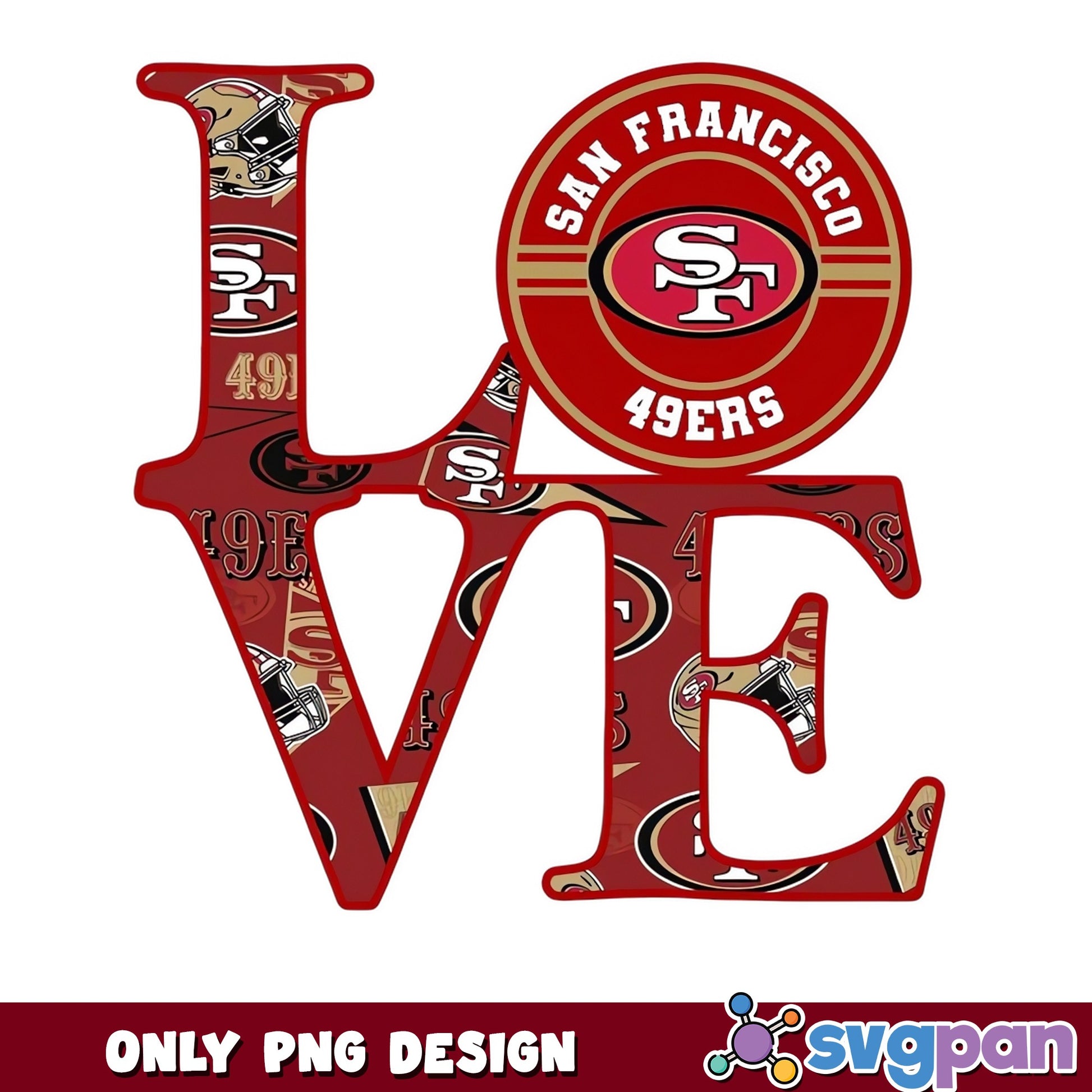 San Francisco 49ers Love PNG, NFL Football PNG, 49ers PNG