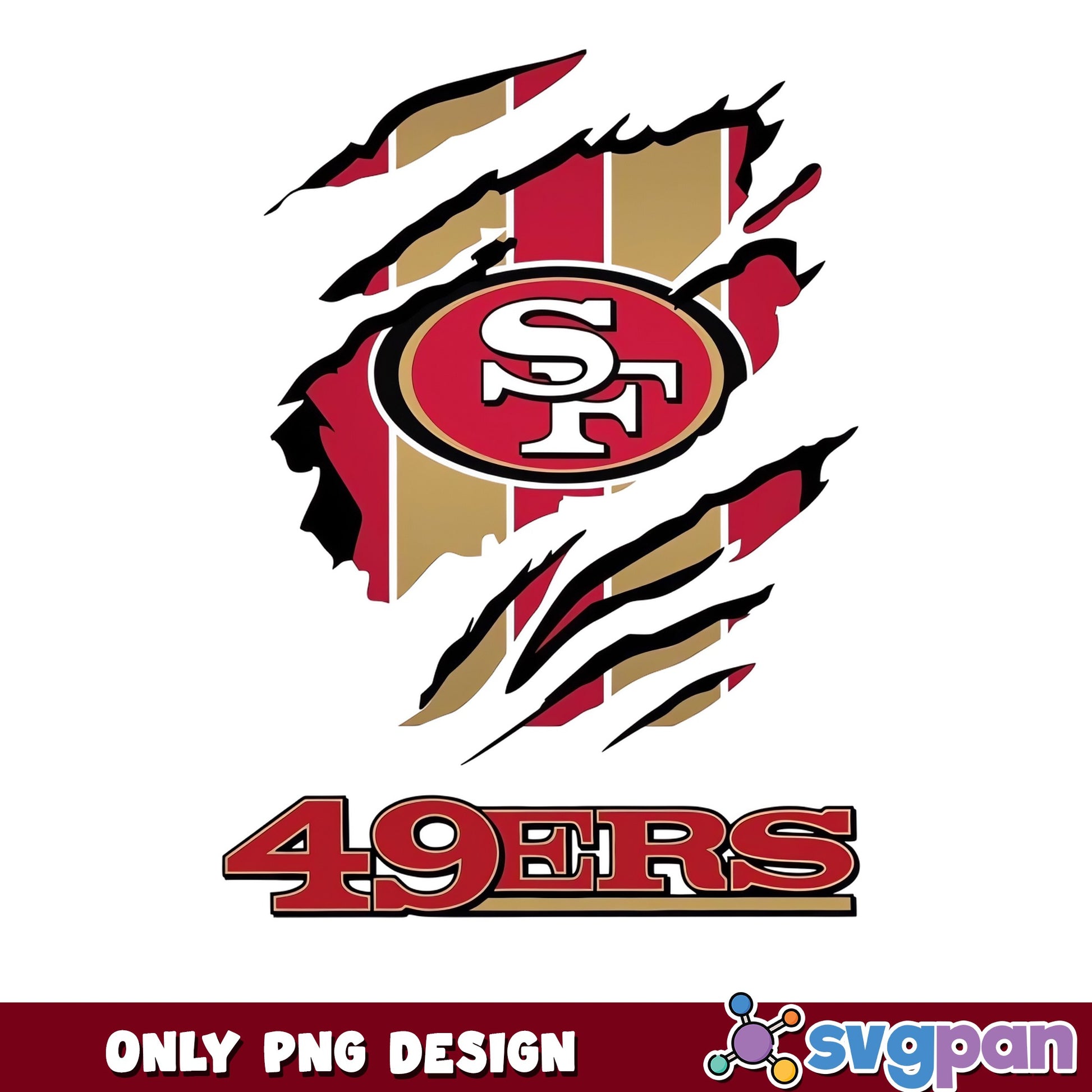 San Francisco 49ers Ripped Claw PNG, NFL Football PNG, 49ers PNG