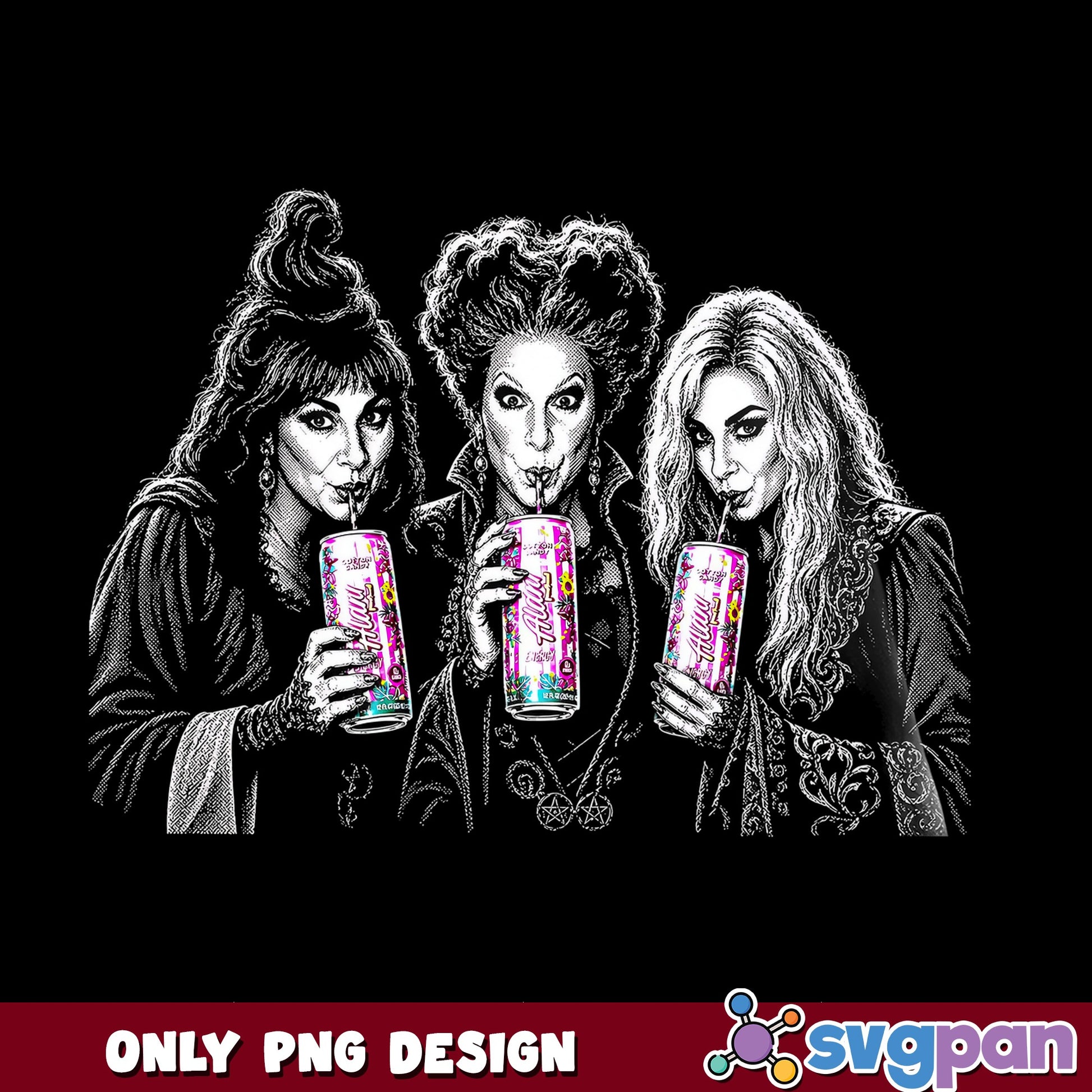 Sanderson Sisters Drinking PNG, Hocus Pocus Halloween PNG, Witch PNG