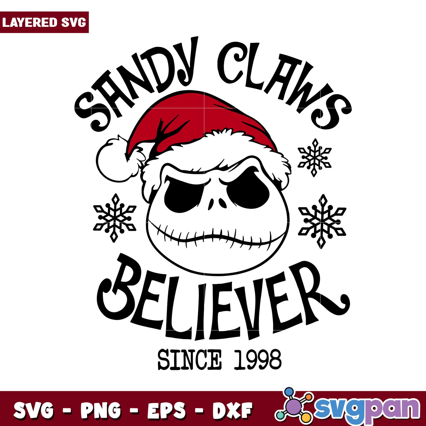 Sandy Claws Believer design for Christmas projects, perfect for crafting