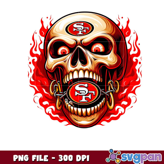 San francisco 49ers burning skull png, super bowl 2025 png, american football league png