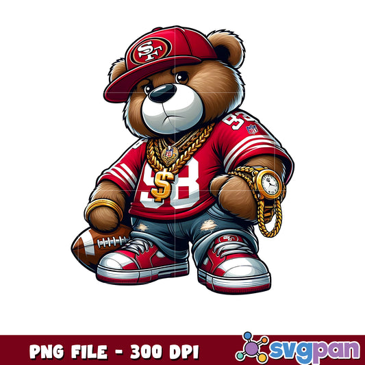 San francisco 49ers thug life bear png, nfl jerseys​ png, american rugby png