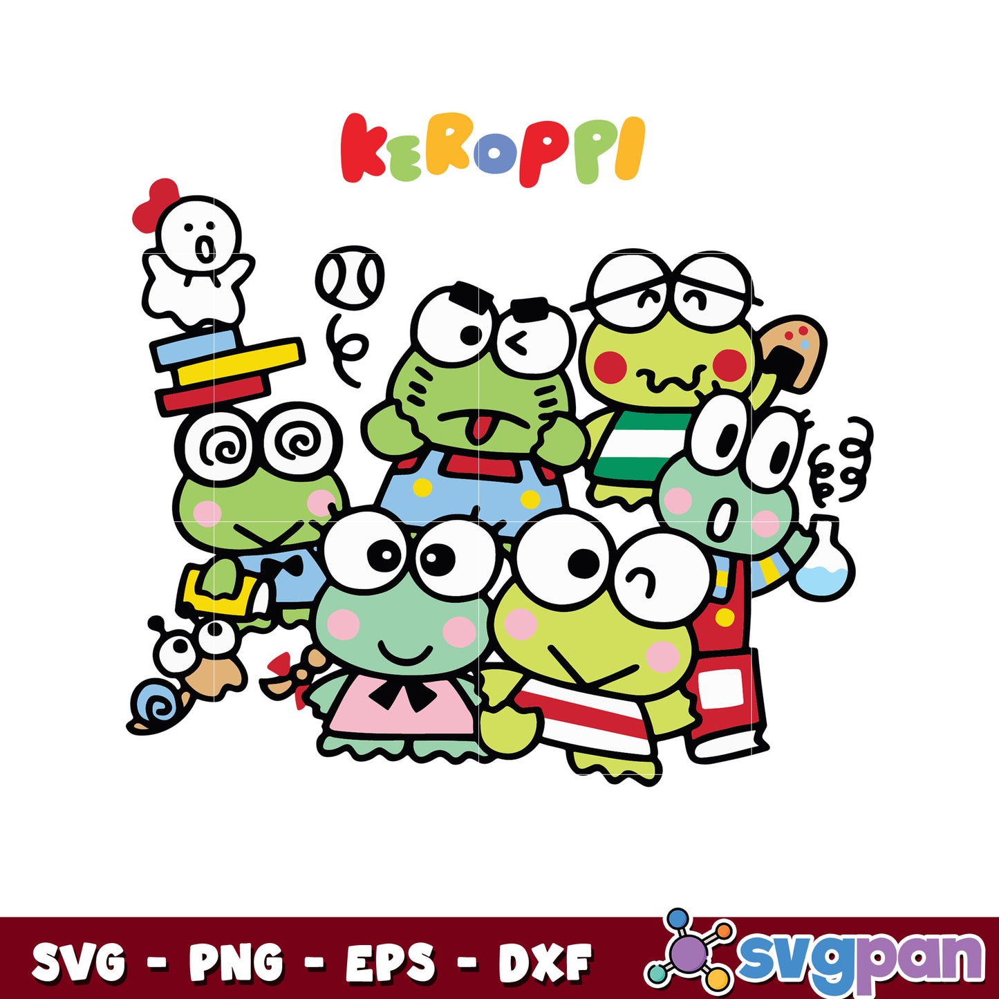 Sanrio Keroppi friends svg, keroppi svg, hello kitty svg