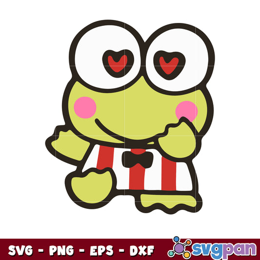 Sanrio Keroppi heart eyes design svg, keroppi hello kitty svg