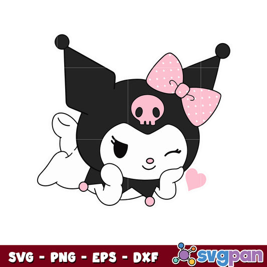 Sanrio kuromi lying svg, hello kitty svg, sanrio cartoon svg