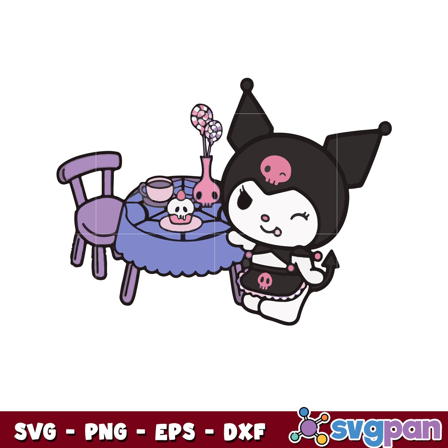 Sanrio kuromi maid design svg, sanrio characters cartoon svg