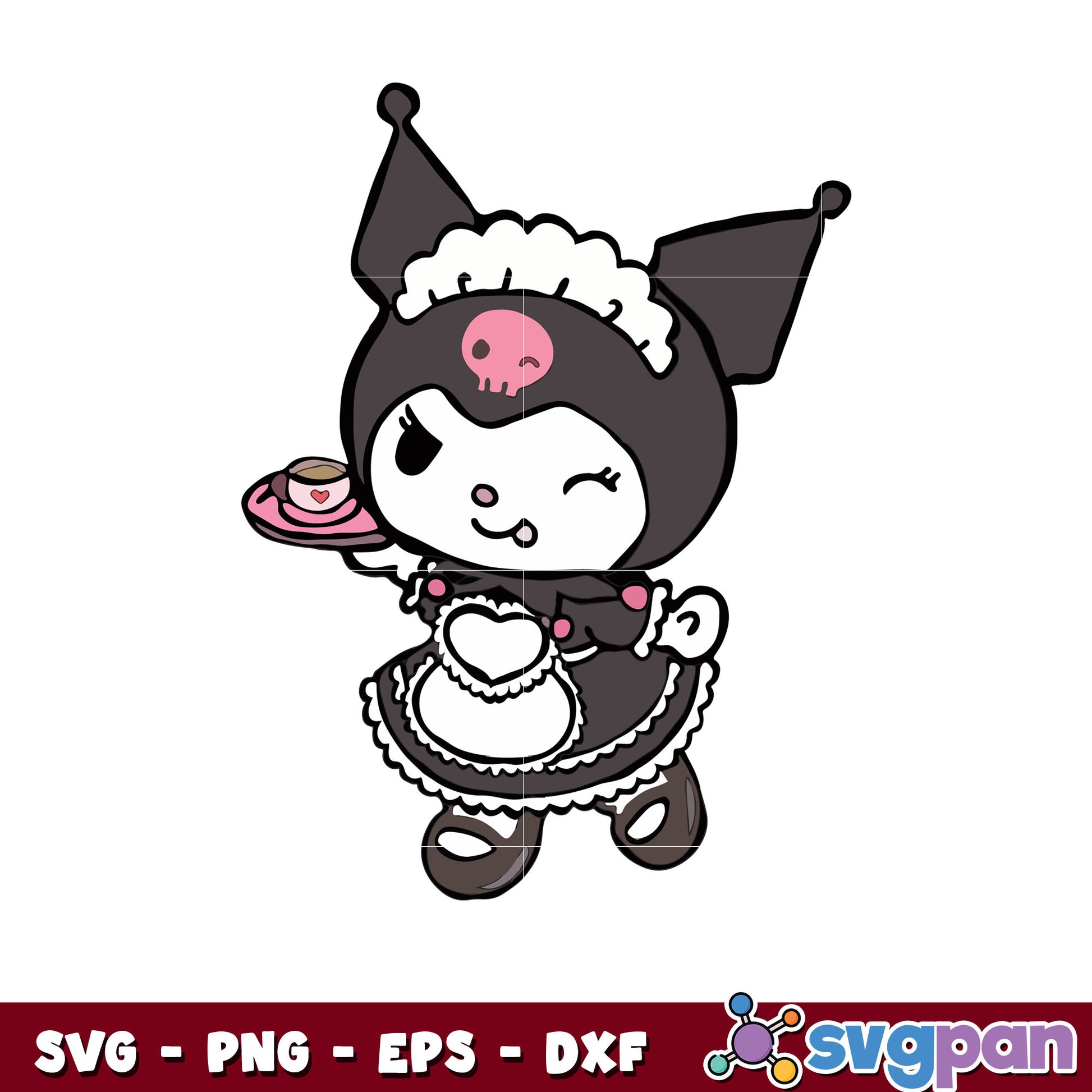 Sanrio kuromi maid svg, svg hello kitty, sanrio characters cartoon svg