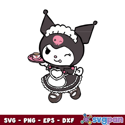 Sanrio kuromi maid svg, svg hello kitty, sanrio characters cartoon svg