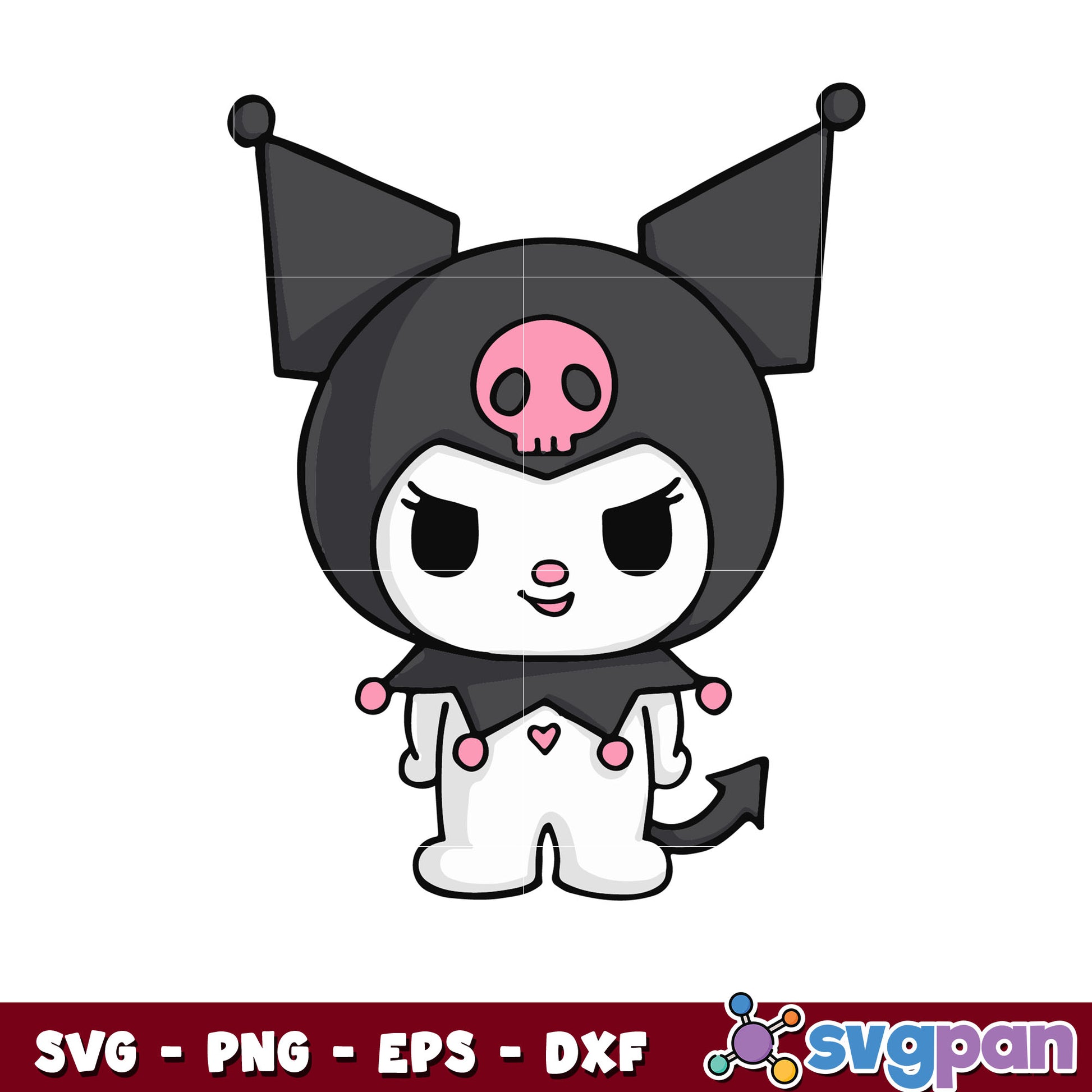 Sanrio kuromi smile design svg, sanrio characters kuromi​ svg