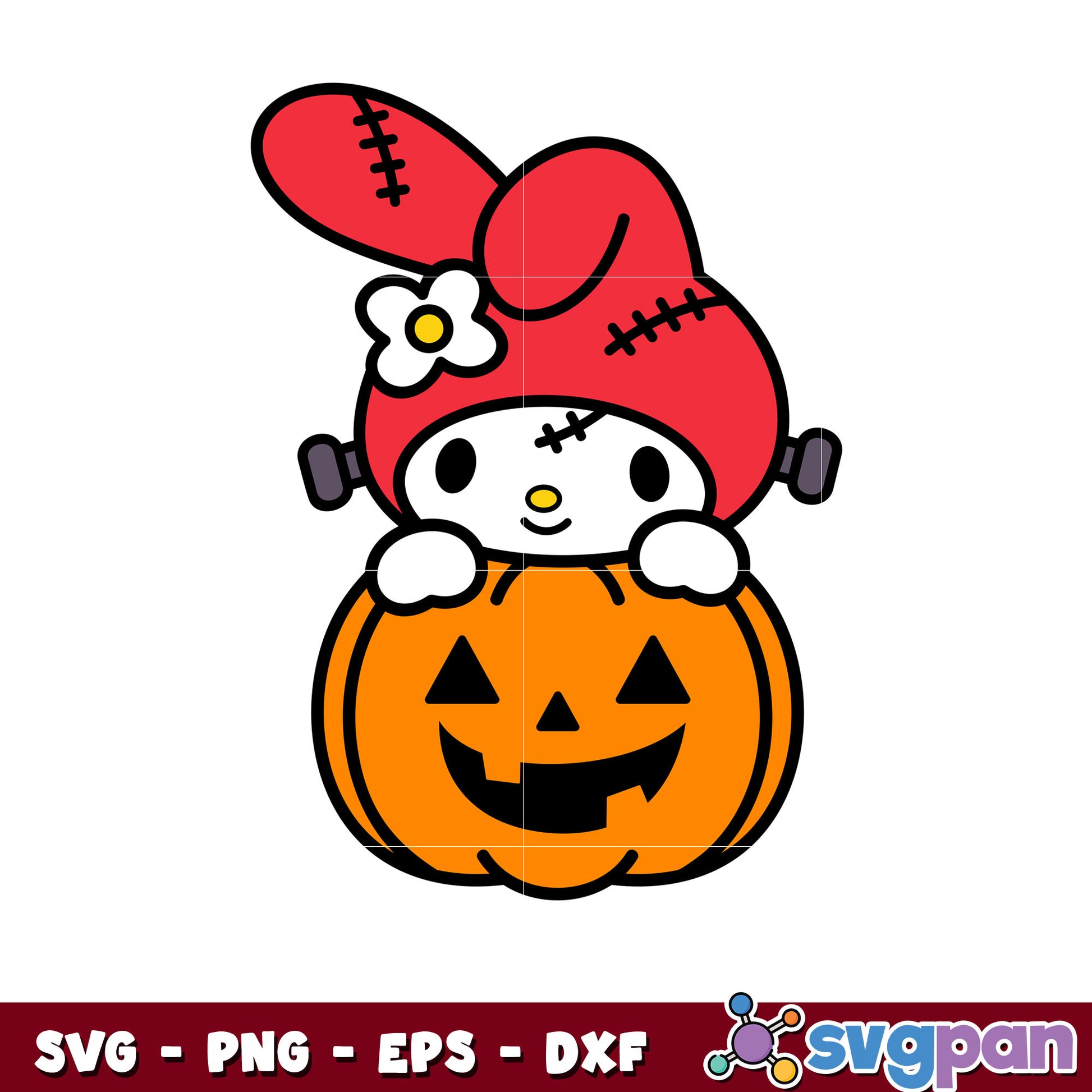 Sanrio my melody pumpkin svg, halloween hello kitty, sanrio cartoon svg