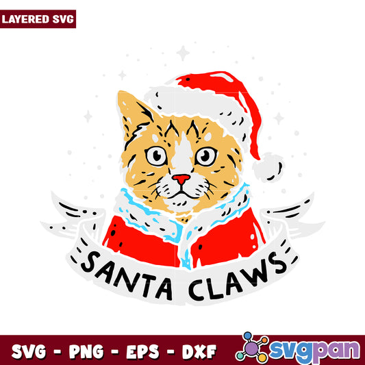 Santa Claws Cat SVG Design, Perfect for Holiday Projects