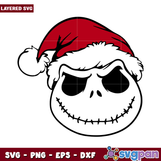 Santa Hat Skull SVG Design, perfect for holiday crafts and decorations