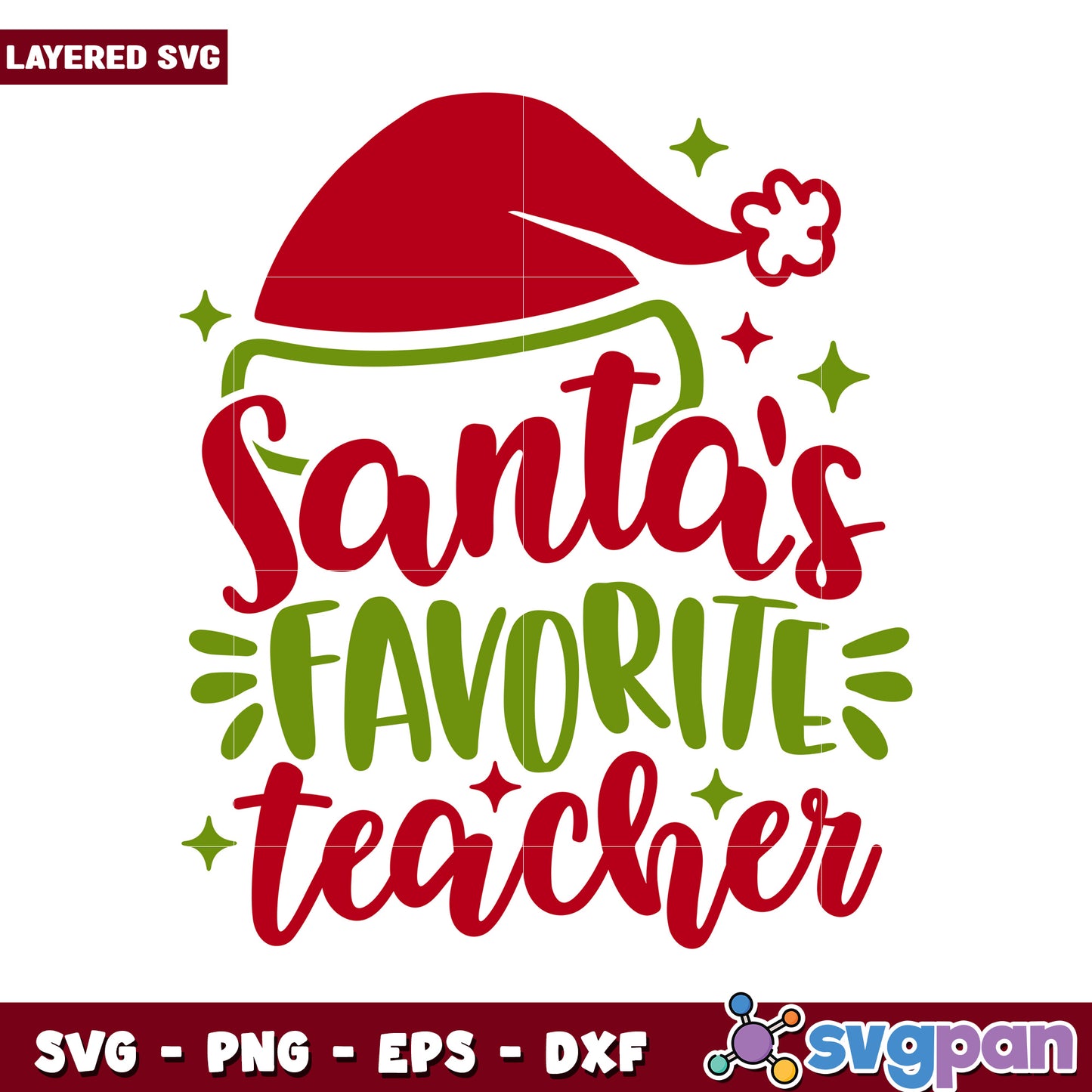 Santa's Favorite Teacher SVG Design, perfect for holiday projects