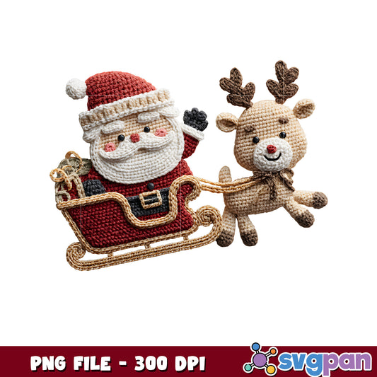 Santa and rein deer png, cartoon png, christmas lights png