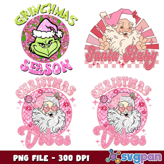 Santa baby christmas vibes png bundle