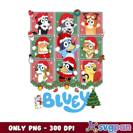 Santa bluey christmas hat design png, bluey christmas tree png