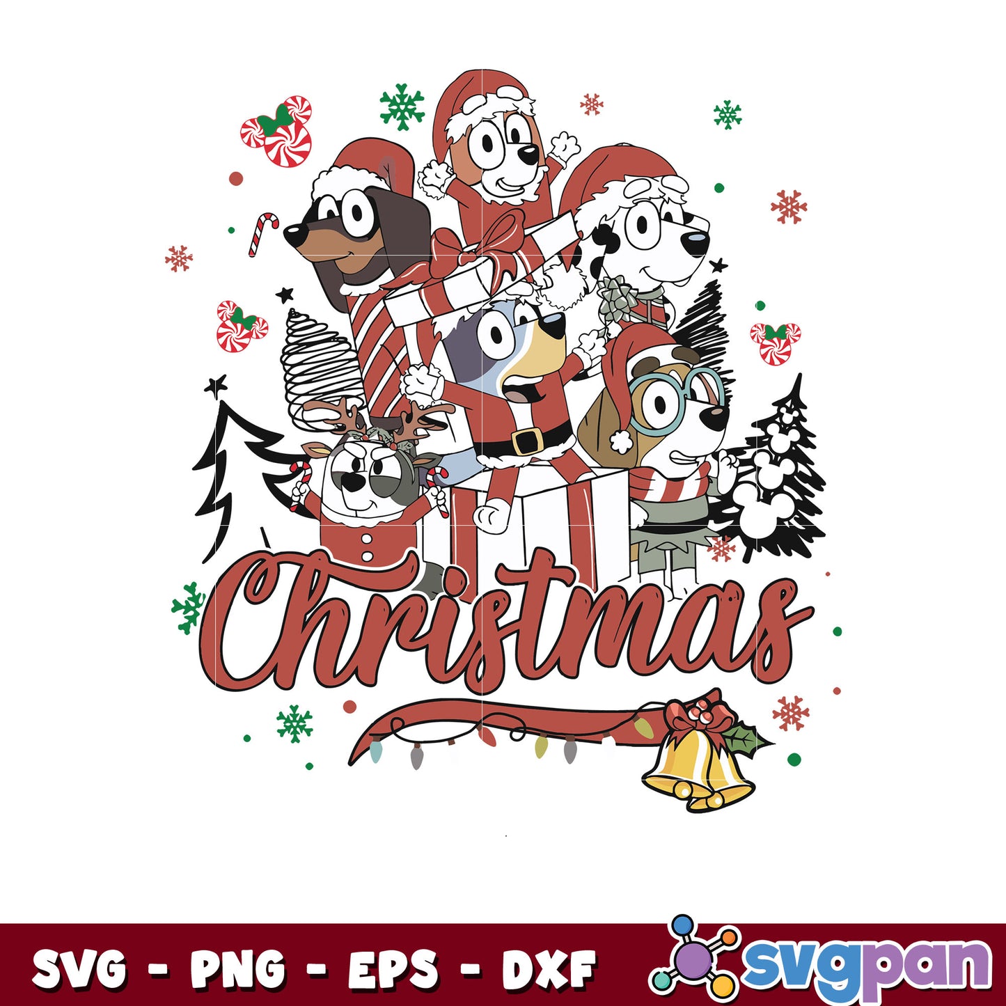 Santa bluey christmas vibes svg, bluey and friends svg, bluey svg