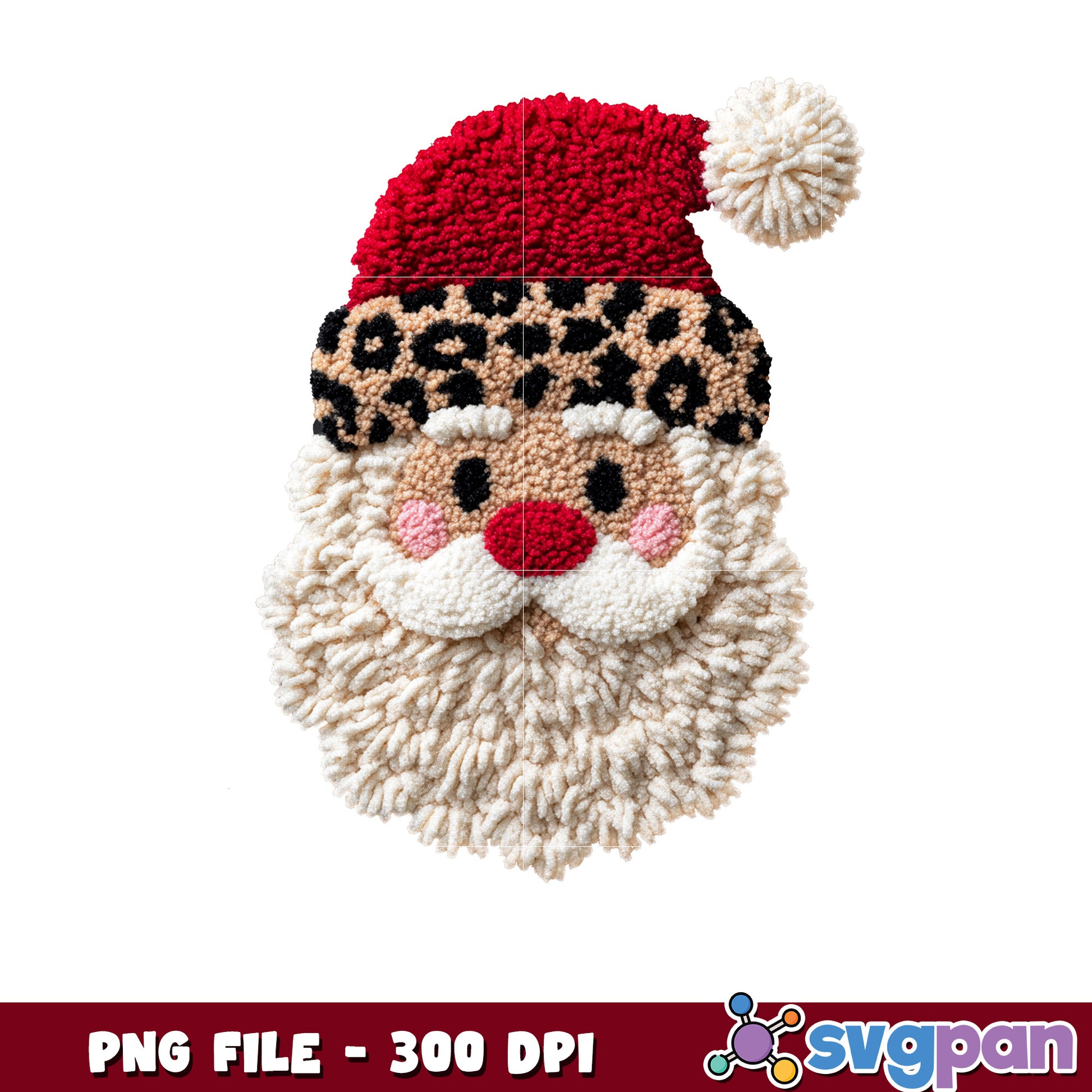 Santa knitted png, cartoon png, christmas lights png