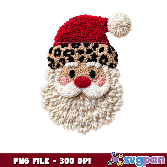 Santa knitted png, cartoon png, christmas lights png
