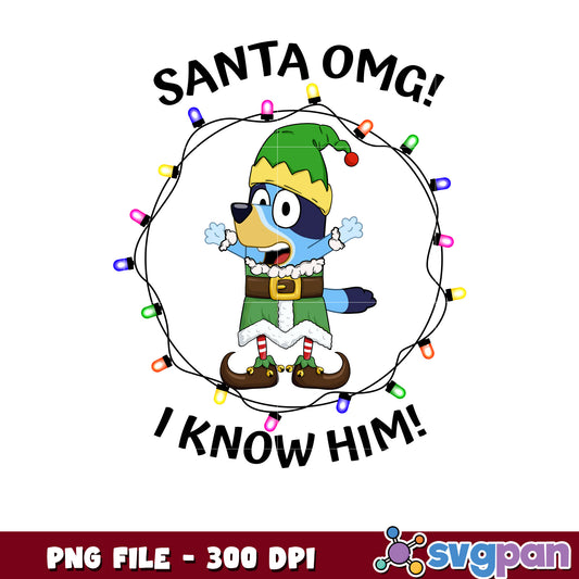 Santa omg i know him png, christmas​ lights png, bluey christmas png