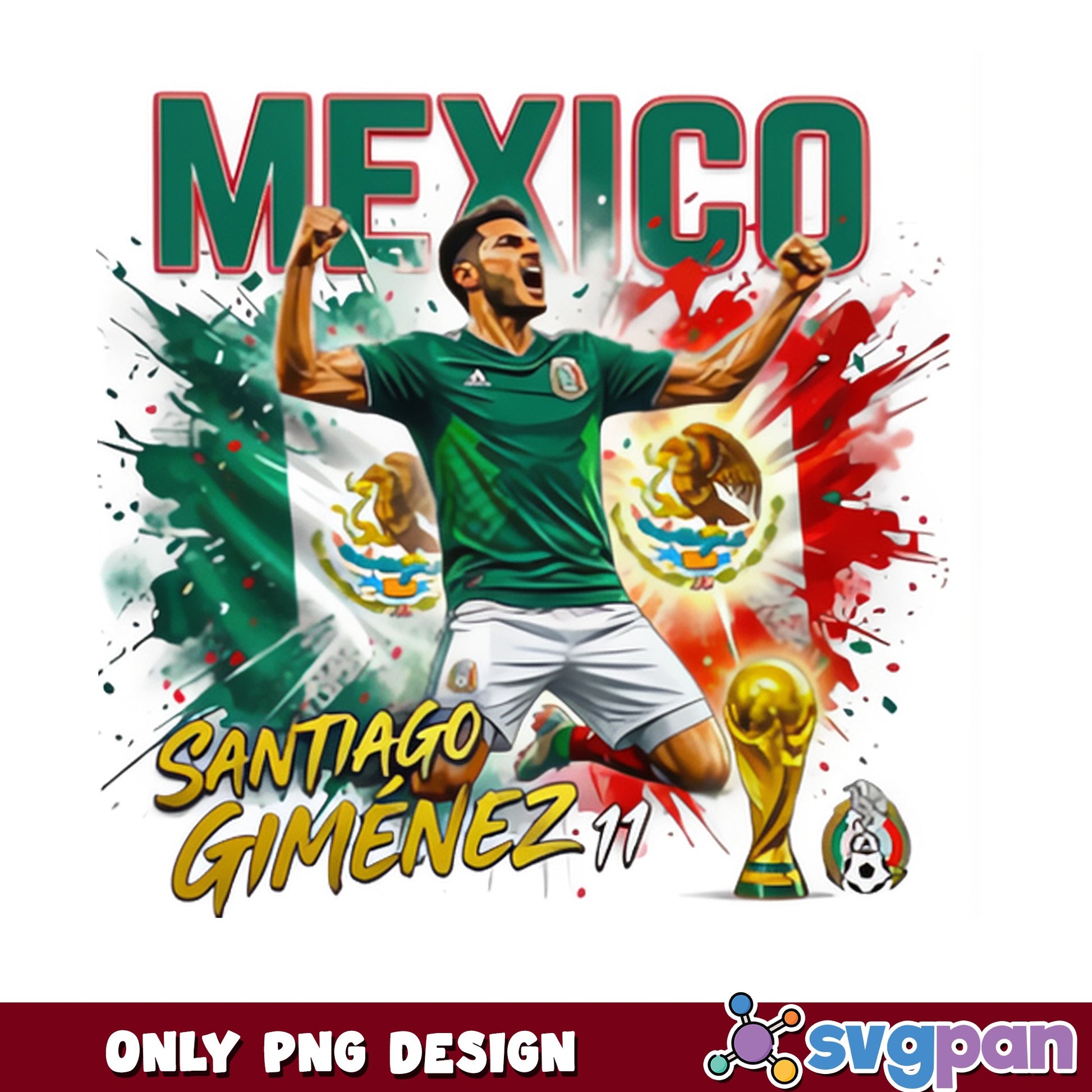 Santiago Gimenez Mexico Soccer PNG, Futbol PNG, World Cup PNG