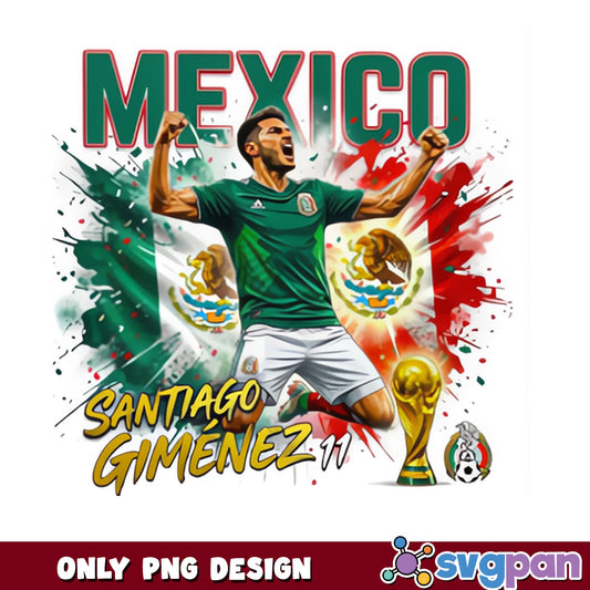 Santiago Gimenez Mexico Soccer PNG, Futbol PNG, World Cup PNG