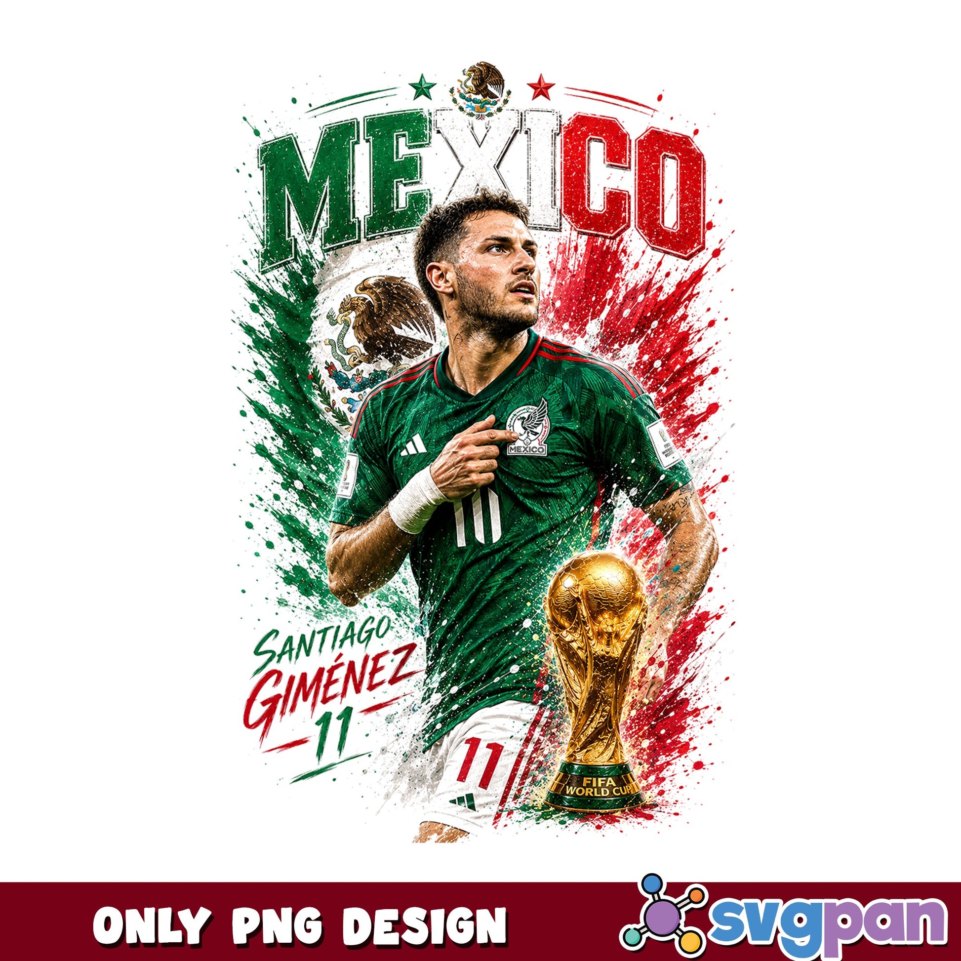 Santiago Gimenez Mexico Soccer PNG, World Cup PNG, Football PNG